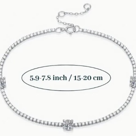 Eternals Earth 1.5 CT Moissanite S925 Sterling Silver Three-Stone Bracelet - Picture 5 of 11